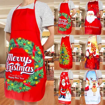 

Newest Christmas Elements Apron Kitchen Cooking Accesory Unisex Xmas Party Decors