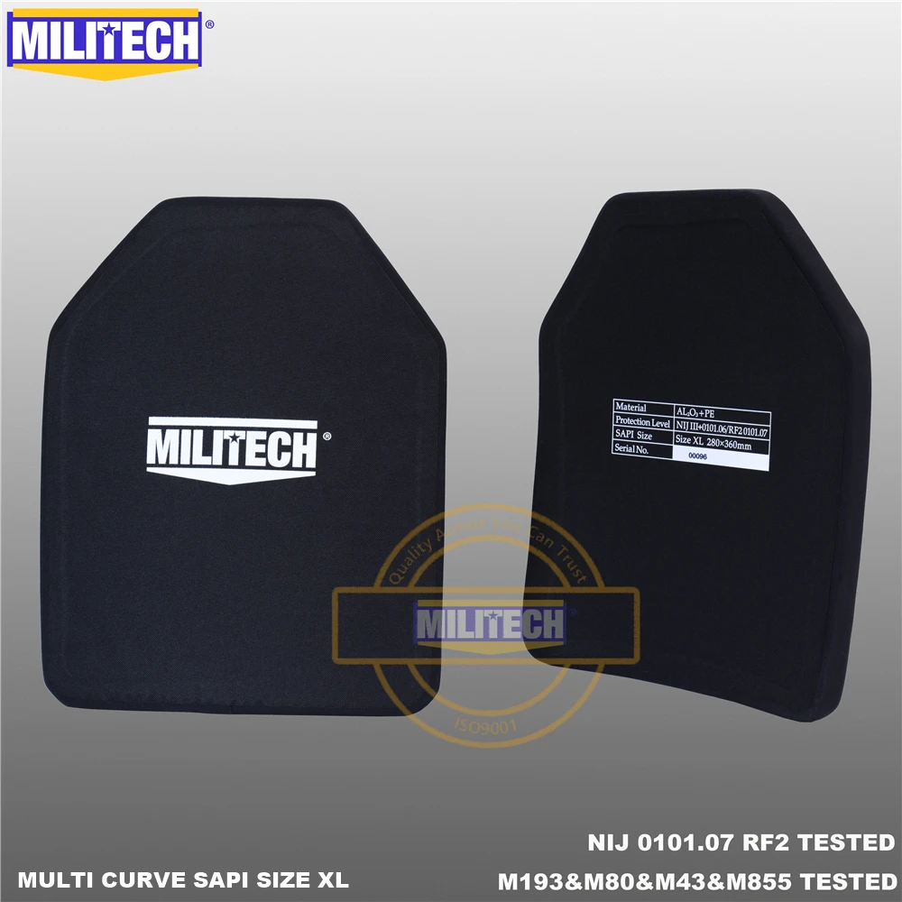 Пуленепробиваемая пластина MILITECH SAPI и 10x12 NIJ III + /NIJ 0101 07 RF2 из оксида алюминия