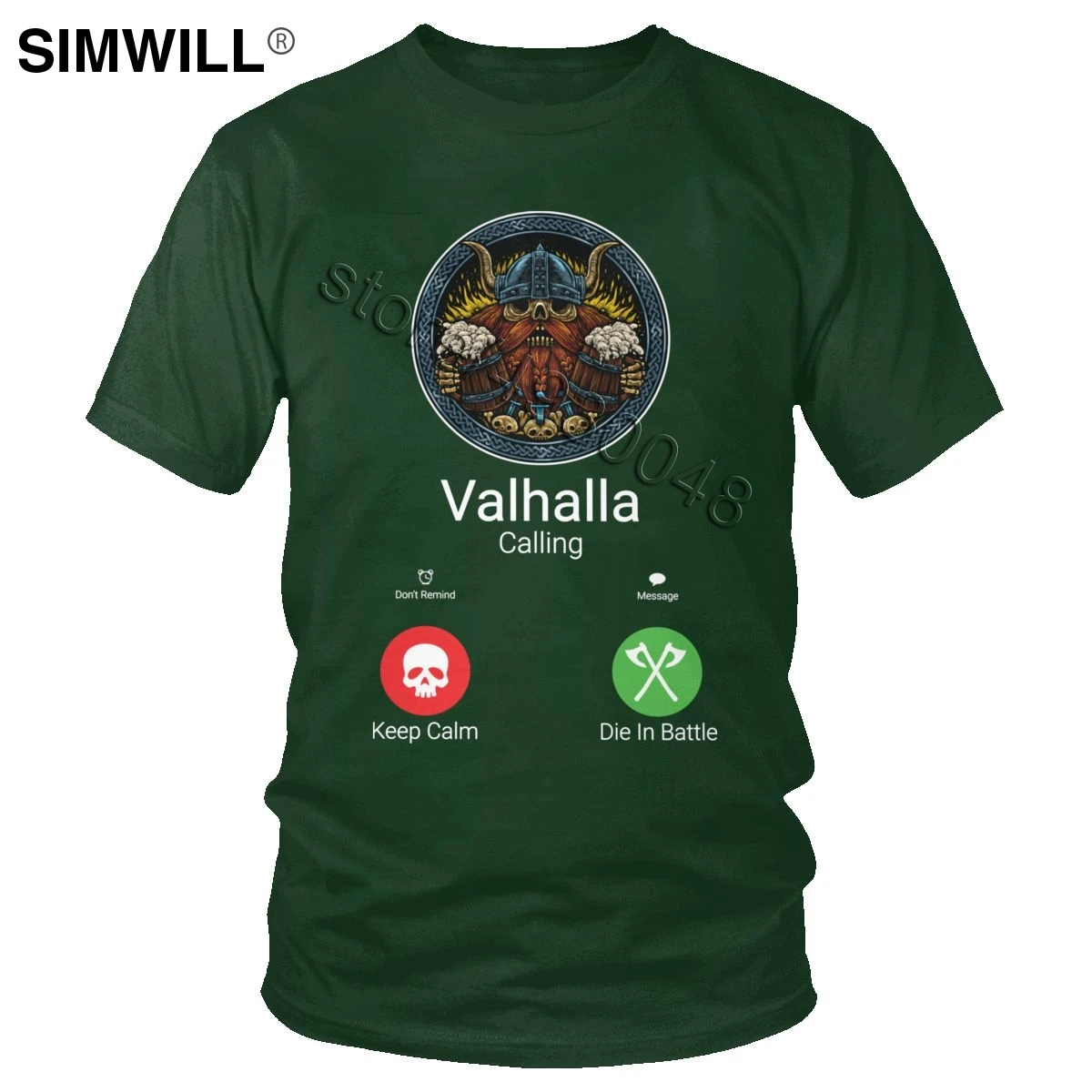 Новинка, мужская хлопковая забавная футболка с надписью «Valhalla Is», короткий рукав, Викинг один, графическая футболка, уличная одежда, летняя футболка, Подарочная футболка - Цвет: Forest Green