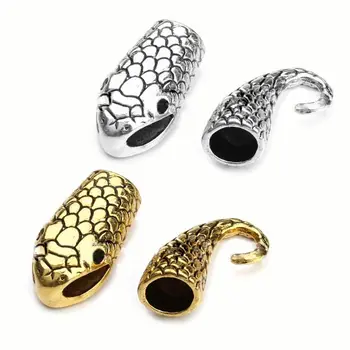 

10Pcs Antique Silver Alloy Snake Head Hook Clasp End Cap Hook Jewelry Clasp for Leather Cord Connectors Bracelet Making