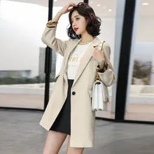 ^#Cheap High quality women's jacket New slim solid color single button long blazer Casual printed long-sleeved office suit Women's suit ^#Cheap High quality women's jacket New slim solid color single button long blazer Casual printed long-sleeved office suit Women's suit