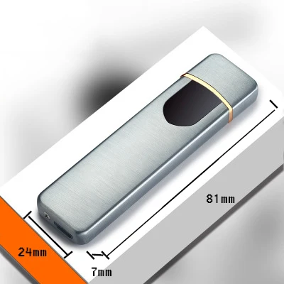 Новинка, серебряные Сатиновые электронные зажигалки, популярная зарядная зажигалка, сенсорный экран, датчик для мужчин и женщин, аксессуары для автомобильных сигарет
