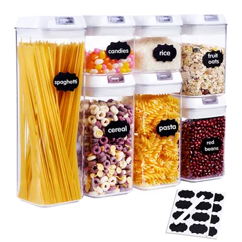 

800/1200/1900ML Plastic Sealed Cans Kitchen Storage Box 7 Pcs Food Multigrain Storage Container Home Decorative Organization