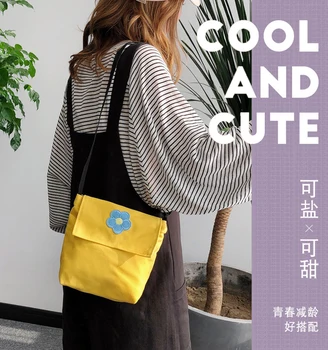 

Super Cute Women Shoudler Bag Mini Flower 2020 Spring Fashion Handbag Canvas Bookbag for Girls Harajuku Korean Fashion Handbag