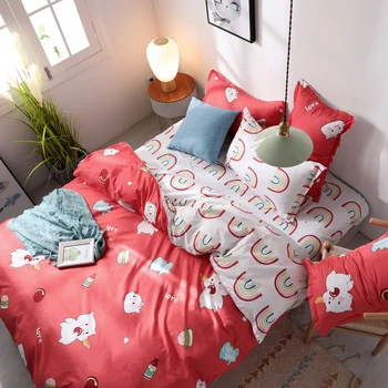

Quilt Cover Pillow Case Two-Piece Set Green Quilt Sheets Bed Sheet Three-Piece Set Student Dormitory Single