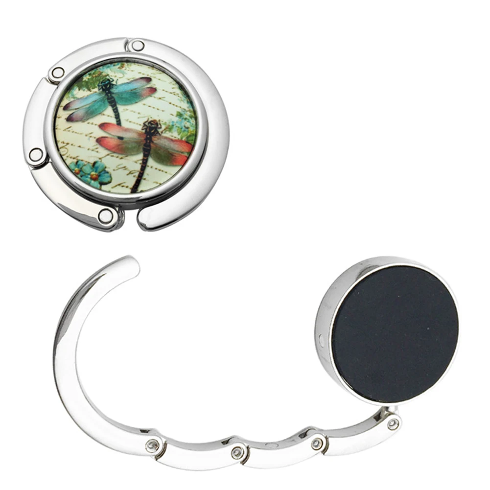 Travel Portable Peacock Delicate Lightweight Folding Round Ceramic Handbag Hook Holder Table Mounted Purse Hanger Dragonfly | Дом и сад