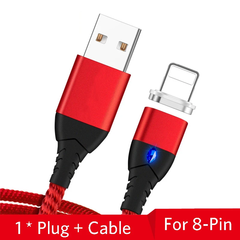 Магнитный USB кабель для huawei samsung type C type-C зарядный USB C Магнитный кабель Micro USB шнур для мобильного телефона для iPhone 11 X - Цвет: Red iOS Cable