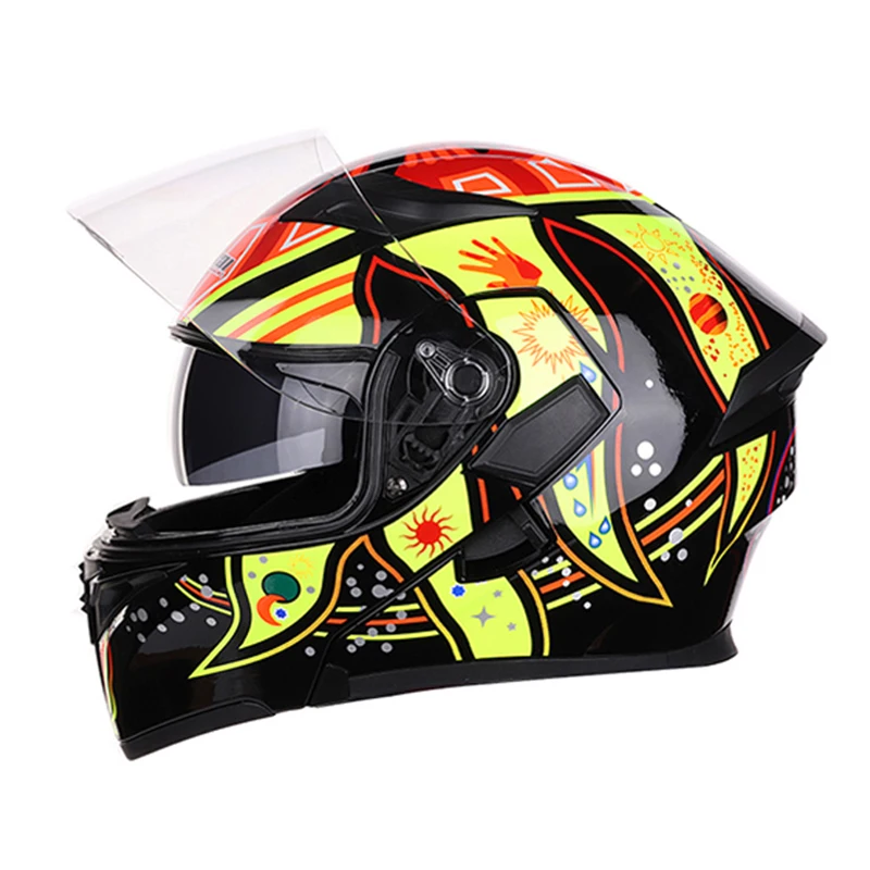 Шлем мотоциклетный модульный с внутренним солнцезащитным козырьком и двойными