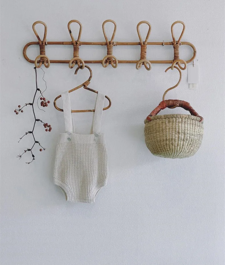 Clothes Hanger Handmade Rattan Retro Clothes Rack Baby Kids Garments