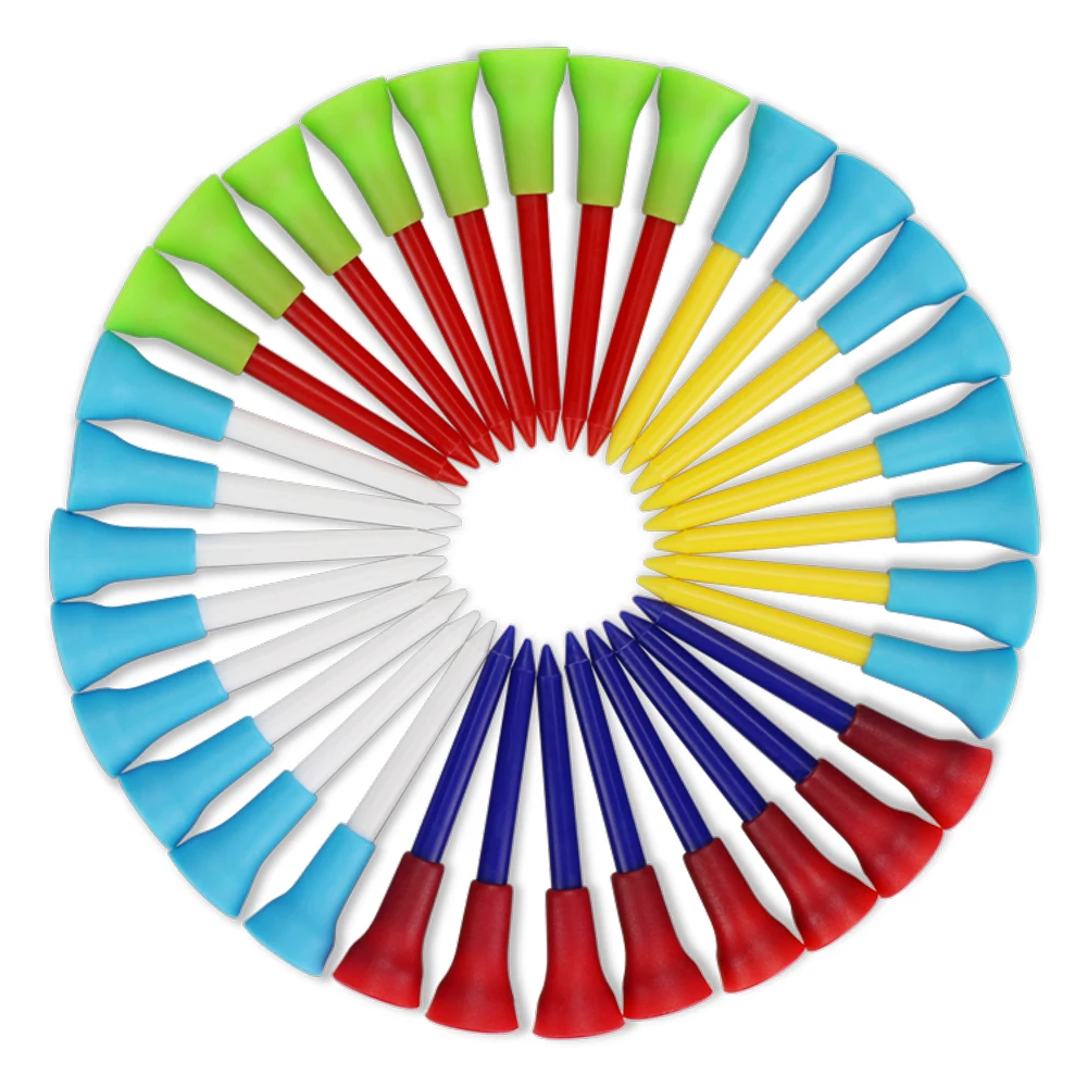 Description Picture 6 of itemRubber Cushion Top Plastic Golf Tees Mixed Colors Pack of 30pcs Plastic Golf Tees Random Color Golf Practicing for Golfer 3 size