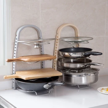

Kitchen Multi-Purpose Storage Rack Pot Pan Rack Cookware Holder Chopping Block Shelf Multilayer Pot Lid Rack Kitchen Organizer