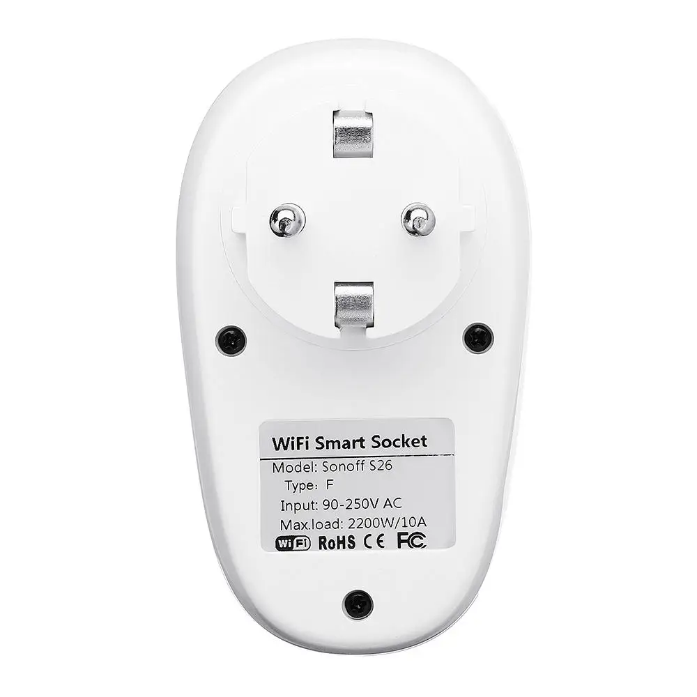 SONOFF S26 10A AC90V-250V Смарт Wi-Fi розетка US/UK/AU/EU беспроводной штекер розетки