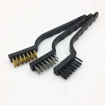 

7 "3 Piece Mini cleaning and derusting industrial steel wire toothbrush stainless steel wire nylon wire antique brush