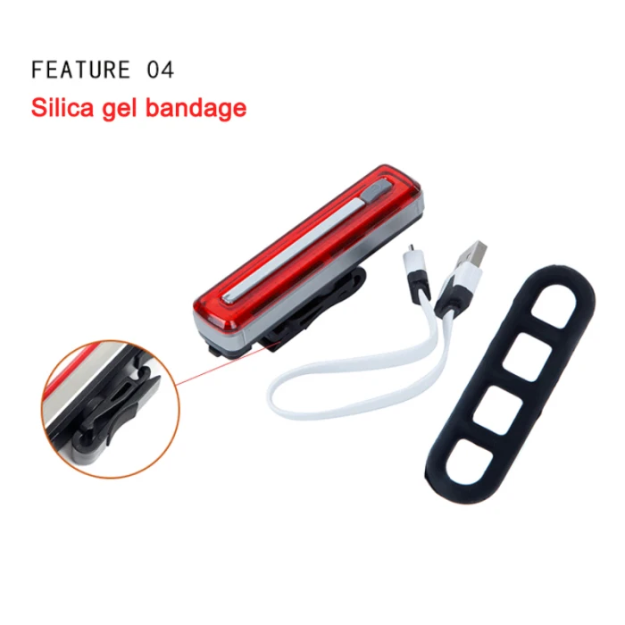 Top Bike Bicycle Rear Front USB Rechargable COB Bike Light Lamp Red Light 360 Degrees Rotation 8 Modes &T8 10