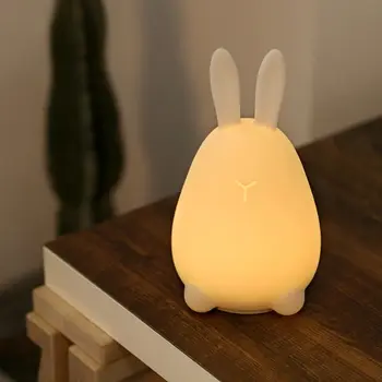 

Colorful Rabbit Night Light Tap Sensor Switch 7 Modes Bunny Bedside Lamp Home Q0KF