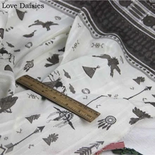 Хлопок Добби полоса Белый Элегантный Мультфильм Печать тонкая ткань для DIY летняя ручная работа одежда рубашка платье юбка ручной работы