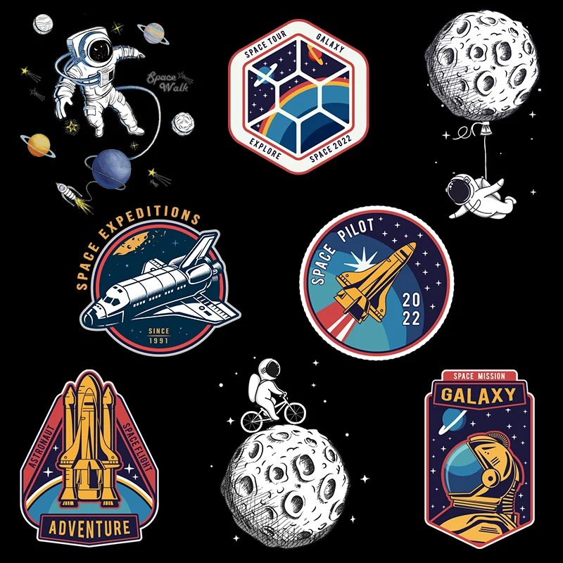 Виниловые термо наклейки для одежды с изображением космоса нашивка Ракета Moon Iron