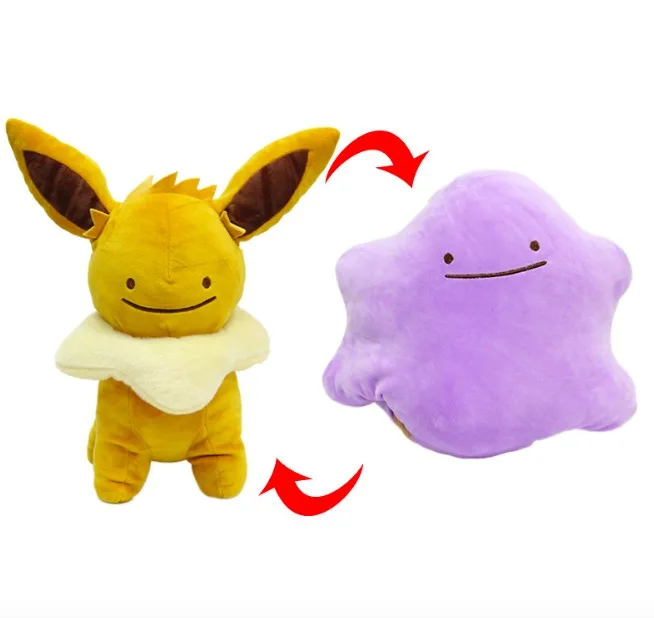 30 см мультфильм Карманный Ditto преобразования сильвеон Eevee Мягкие плюшевые куклы 2 стороны Подушка игрушка Дети Рождественский подарок TFA3237 - Цвет: Eevee