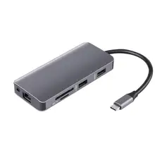 9 в 1 тип-c к HDMI RJ45 USB3.0 TF карта Аудио PD концентратор Портативный высокоскоростной адаптер производительности конвертер для ПК 105x45x15 мм