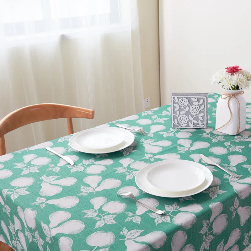 

Funny Pear Fruit Printing Waterproof OilProof Table Cloth Cover Funny Green Color Home Dining Kitchen Rectangular Tablecloth
