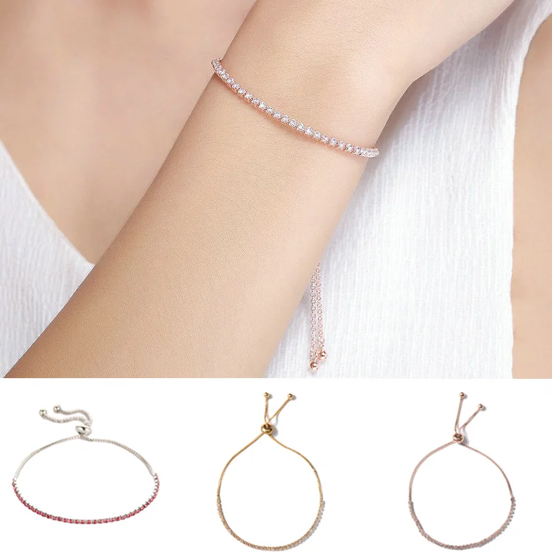 Простые коготь цепи регулируемые браслеты для женщин девочек Розовое Золото Серебро Цвет Кристалл браслет Новогоднее украшение в подарок
