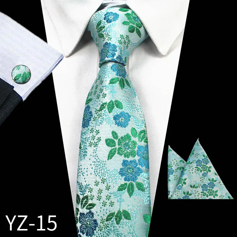 3 шт. новые мужские модные деловые жаккардовые галстуки и носовые платки набор запонок мужской свадебный костюм модный галстук - Цвет: YZ 15