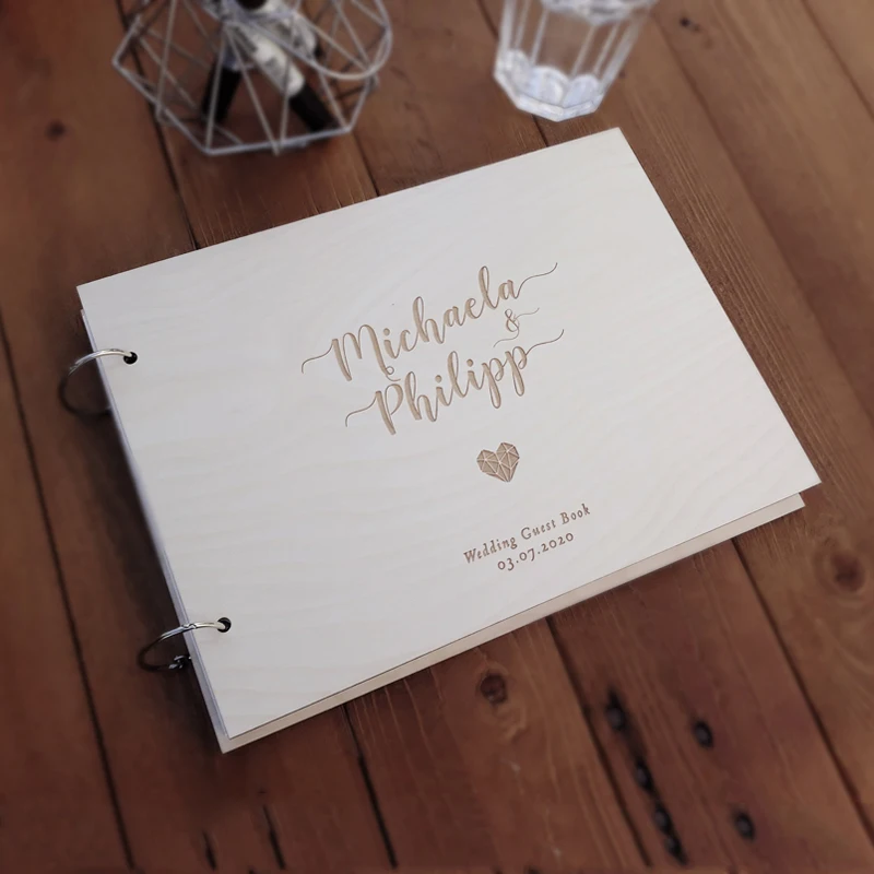 Modern Wedding Guest Book, Personalized Calligraphy Alternative Modern Guest Book, Names and Date Wedding Journal A5/A4