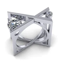 RongXing Новая мода белый циркон геометрические кольца для помолвки/обязательства для женщин 925 серебро сердце кольцо леди роскошные ювелирные изделия