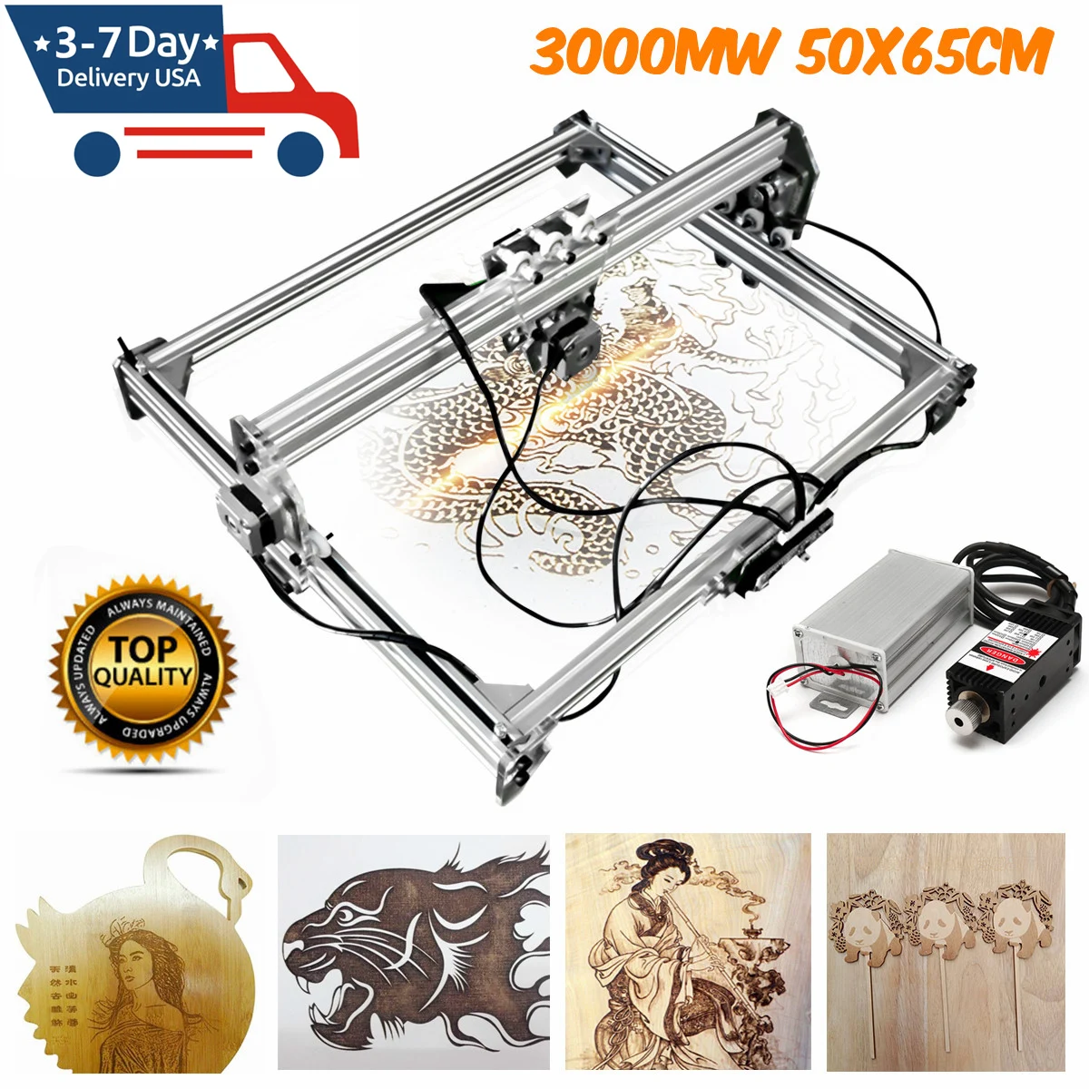 US $158.29 5065cm Mini 3000mw Blue Cnc Laser Engraving Machine 2axis Dc 12v Diy Engraver Desktop Wood RouterCutterPrinter Laser