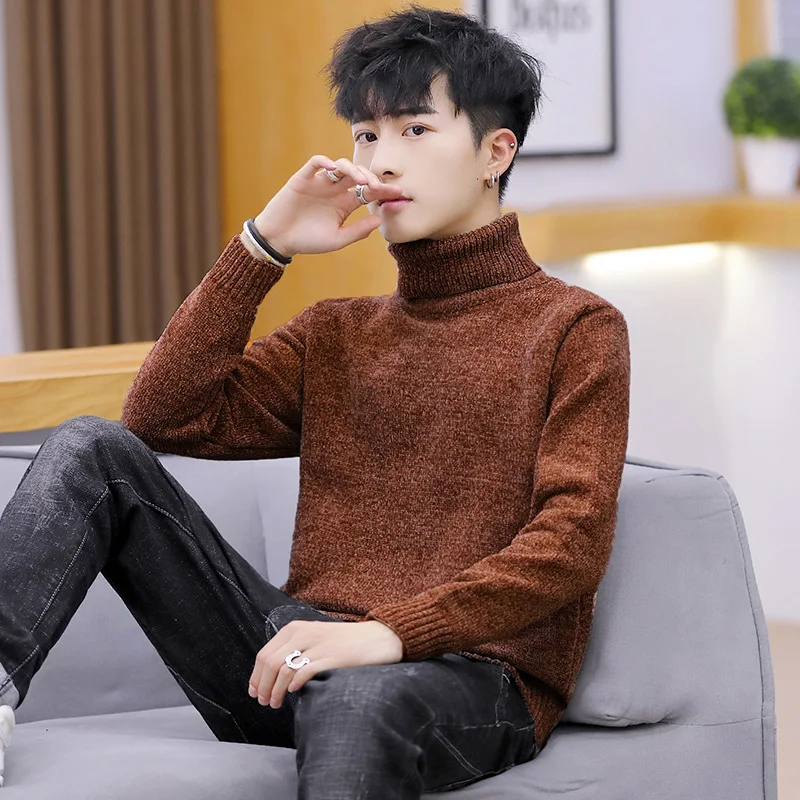 

Winter Thick Sweater Turtleneck Pullovers Casual Pullover Men Simple Mens 2019 New Turtleneck Sweaters