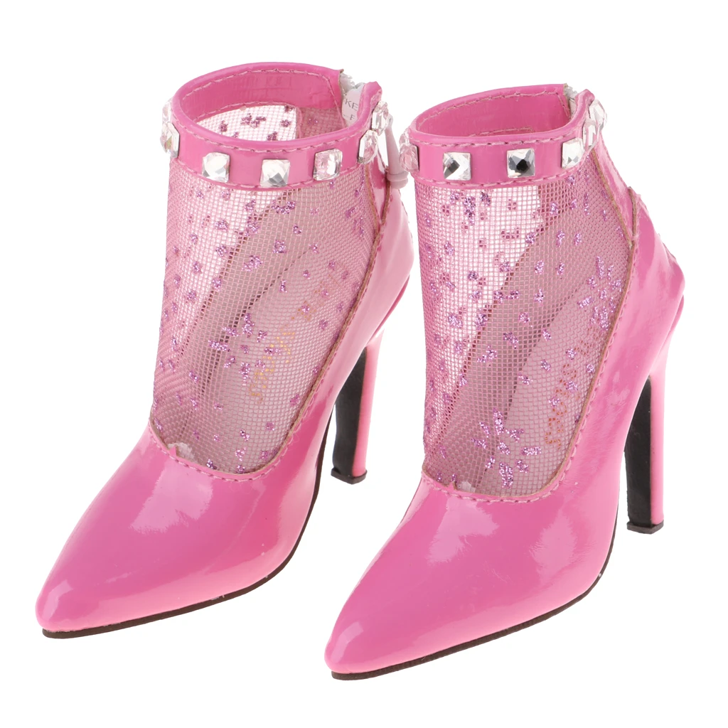 1/3 BJD Doll PU Leather Shoes Purple High Heels for Night Lolita Dollfie DOD 