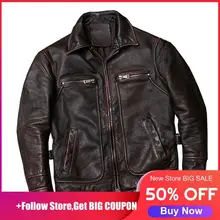 ¡Envío gratis! Chaqueta de cuero Casual marrón Vintage de estilo americano de talla grande XXXXXL de cuero de vaca auténtico de Otoño de 2020