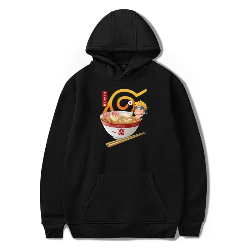 

New Naruto Anime Hoodie Funny Creative Uzumaki Naruto Lying In The Noodles Hodies Sweatshirt Men Fashion Hooded Pullover Hoodies