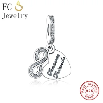 

FC Jewelry Fits Original Pandora Charms Bracelet 925 Silver Letter 8 Eight Forever Friends Beads Pendant for Making Berloque DIY