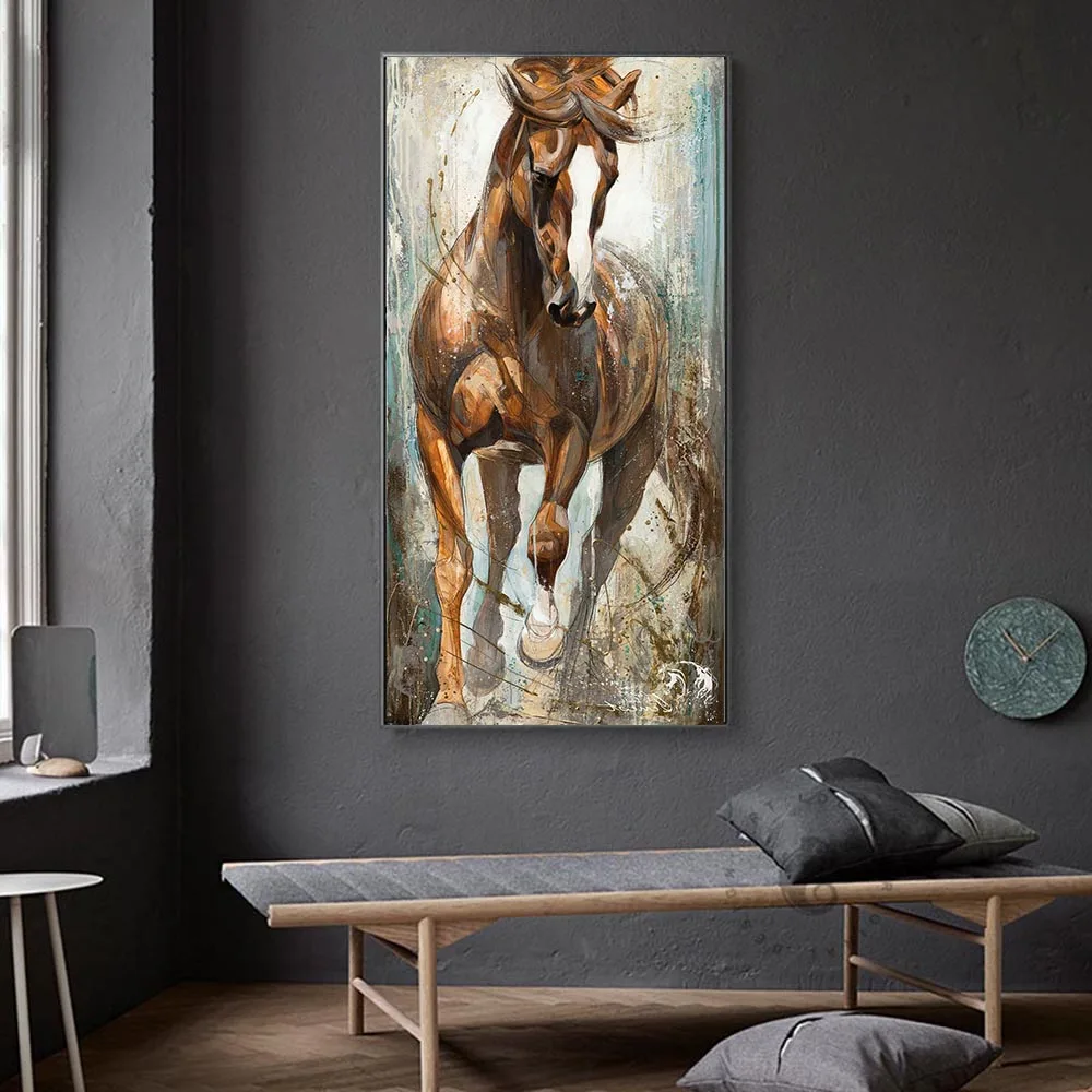Современная живопись на холсте с изображением лошади Животные Wall Art плакат