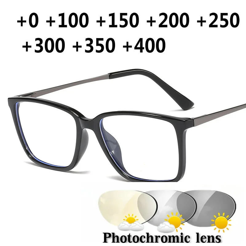 Солнцезащитные очки для дальнозоркости, фотохромные очки для чтения, мужские очки при дальнозоркости, солнцезащитные очки для обесцвечивания, квадратные очки для чтения с диоптриями NX