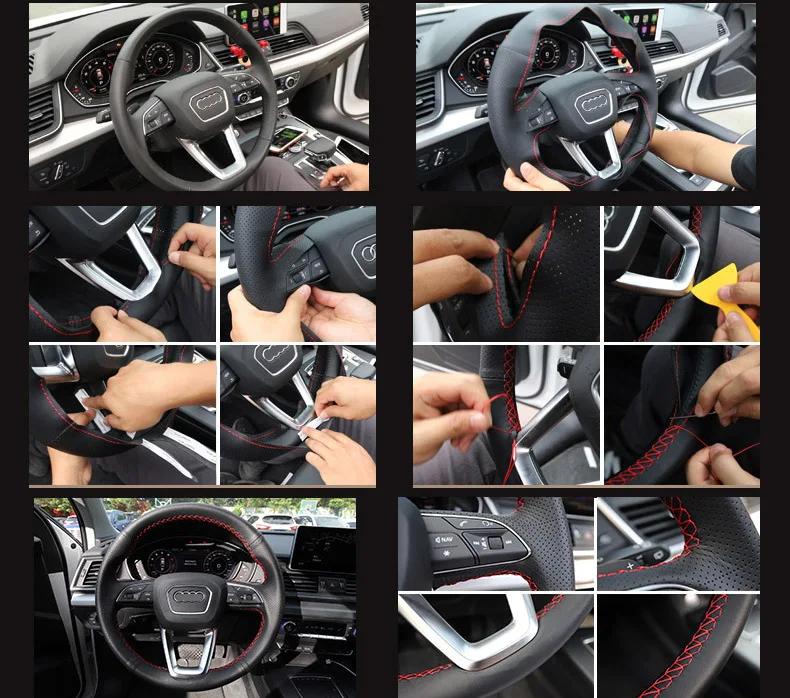 Lsrtw2017 кожаный чехол на руль автомобиля для Audi A4 A6 Q5 Q3 Q5 A3 A5 аксессуары для интерьера
