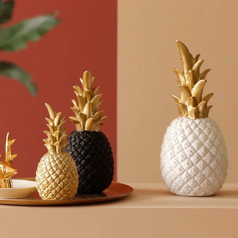 Nordic Pineapple Ornament Craft Desktop Creative Metal Finishes Window Fruit Shape Resin Christmas Home Decoration Accessories | Дом и сад