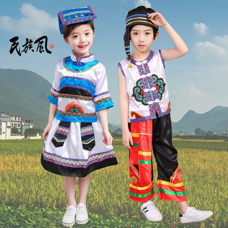

Children National Minority Nation Performance Wear Girls Miao Nationality Performance Clothing Zhuang Yi Nationality Dong Nation