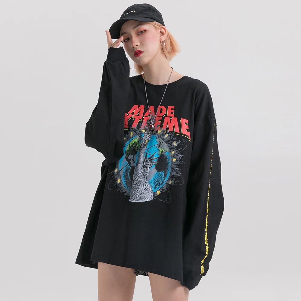 EFUNGAL Hip Hop T Shirt Men Cotton Casual Streetwear Autumn Winter T-shirt City Name Print Long Sleeve Fashion Tops Tees