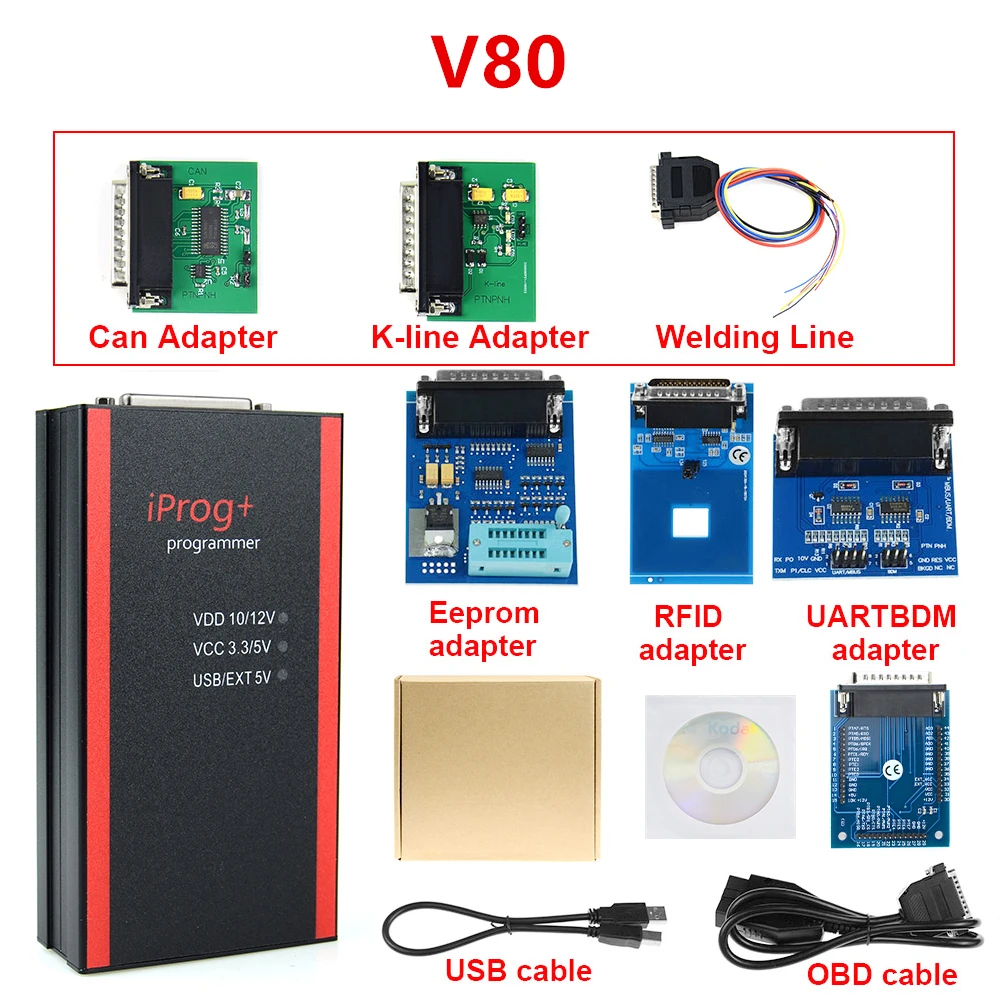 V80 Iprog Pro программист поддержка IMMO+ коррекция пробега сброс подушки безопасности до года Замена Carprog/Full/Digiprog - Цвет: iprog green adapter