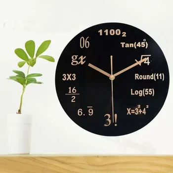 

040Creative Engineering Math Formula Round Electronic Wall Clock Living Room Office Quartz Mute Alarm Clock Good New