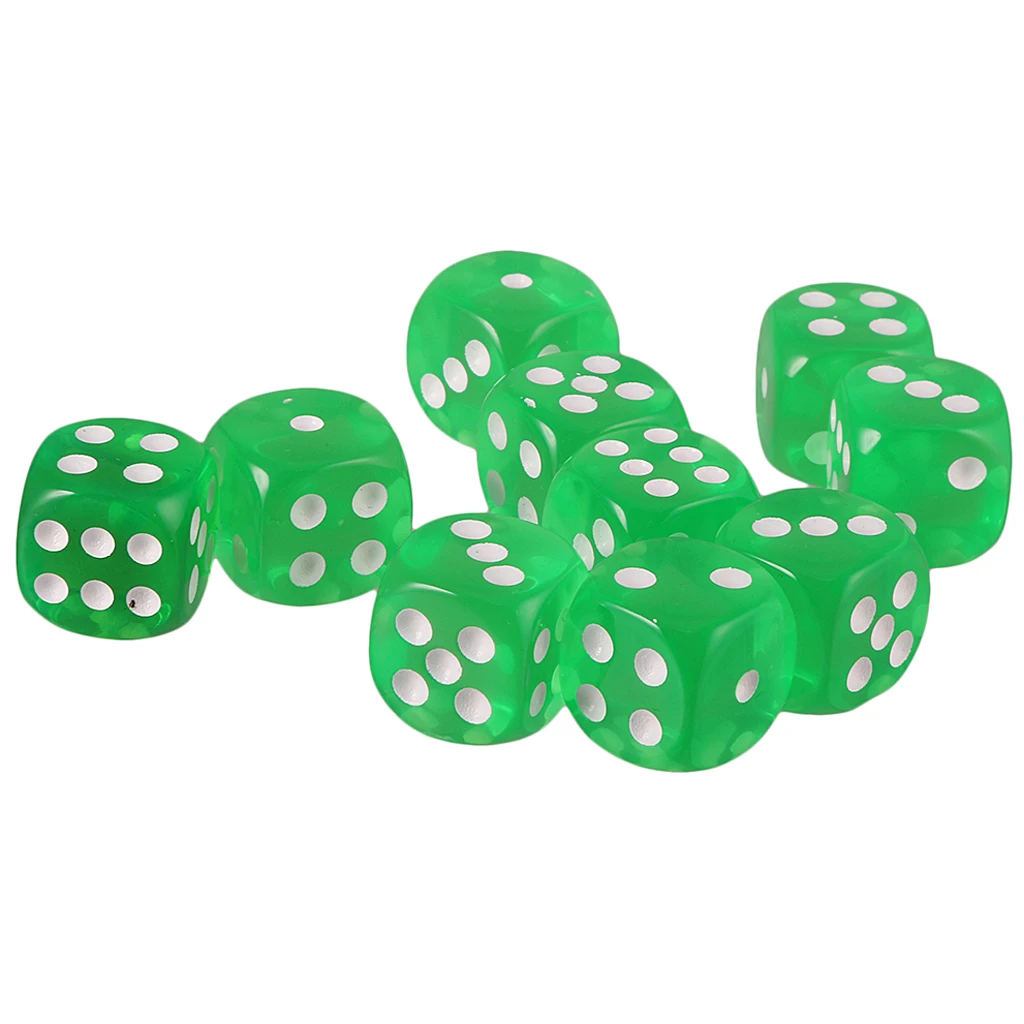 Set of 10 Acrylic Dice Six Side Dices 16mm Square Dice for TRPG DND Game