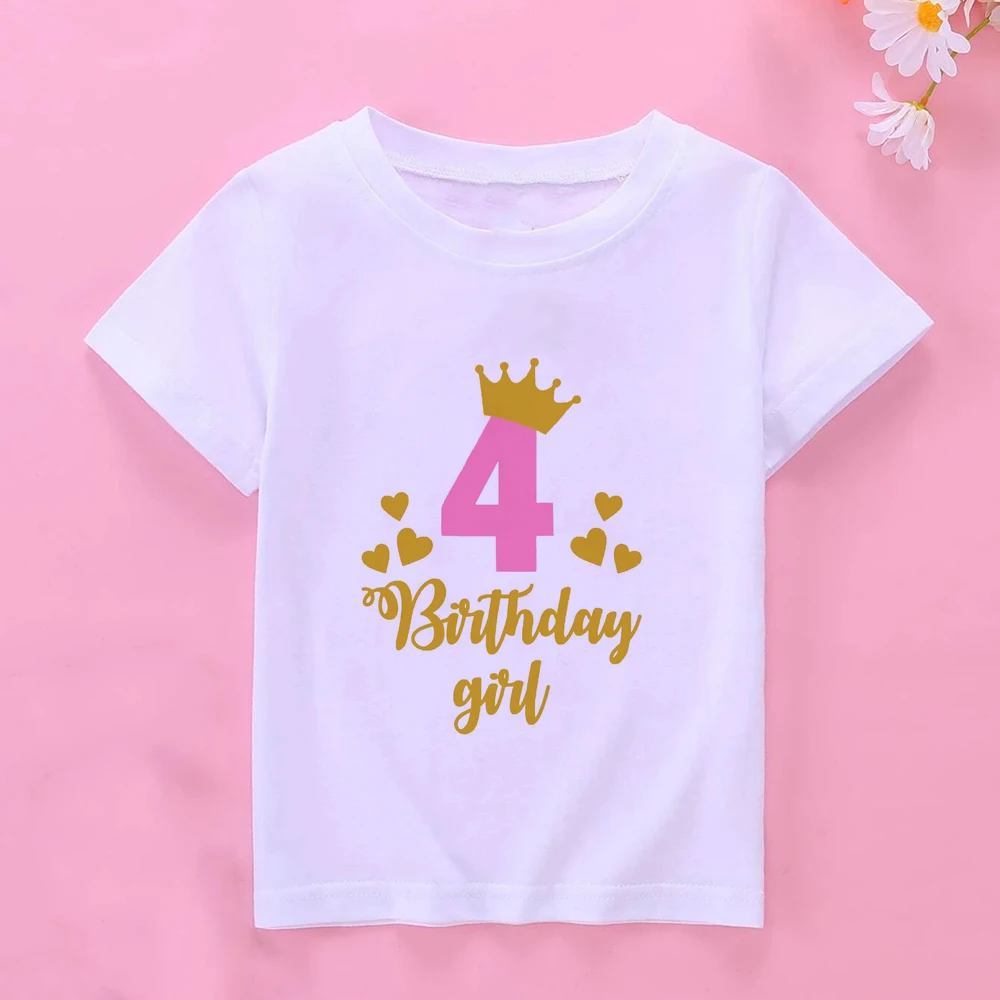 New Kids Girls Summer Birthday T-shirts Short Sleeved T Shirt Size 1 2 3 4 5 6 7 8 9 10 Year Children Party Clothing Tops images - 6