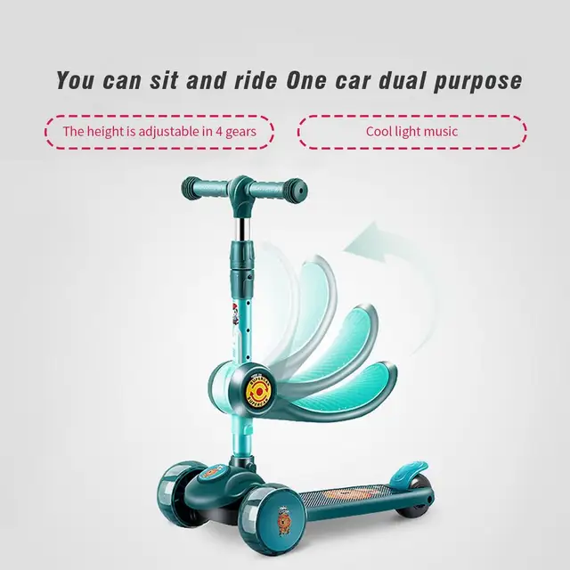 Children's Kick Scooter Folding Skateboard Kids Adjustable Height Flashing Light 3 Wheels Foot Scooters Boy Girl Scooter Gifts 4