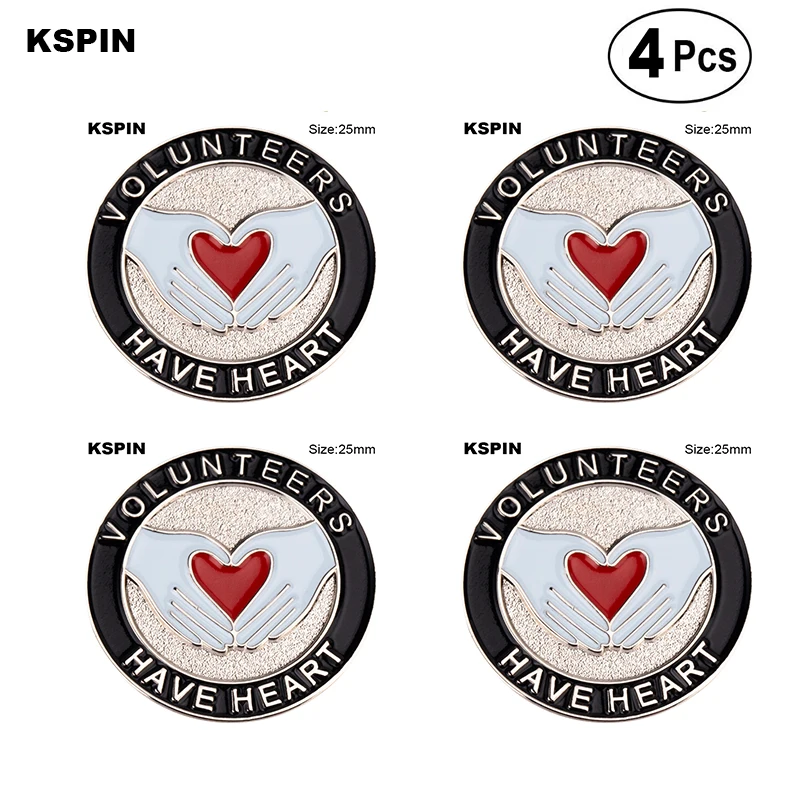 Volunteers Have Heart Flag Brooches Lapel Pin badge Brooch Pins Badges 4Pcs a Lot | Дом и сад