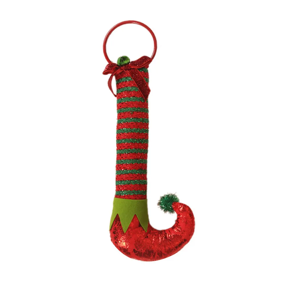 Year Gift Christmas Elf Leg Picks Plush Stuffed Feet With Elves Shoes Sticks Ornament Colored