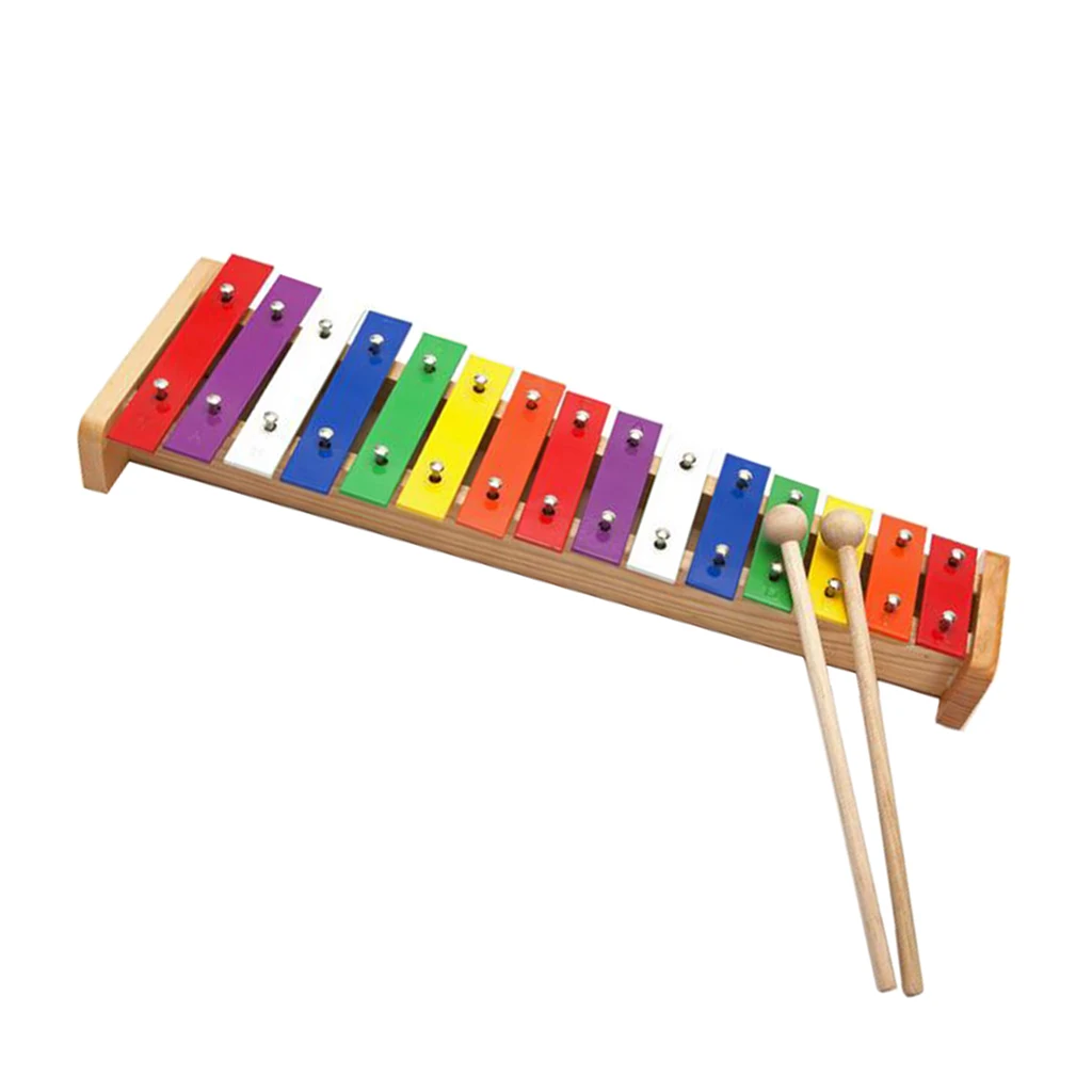 15-Tone Glockenspiel Xylophone Vibraphone W/ Mallet Stick Percussion Toys