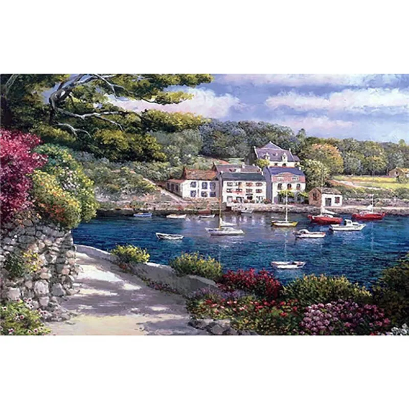 painting by numbers8 Пейзажная живопись по номерам Раскраска по номерам для взрослых DIY Раскраска по номерам масляные пронумерованные картины дом - Цвет: painting by numbers8