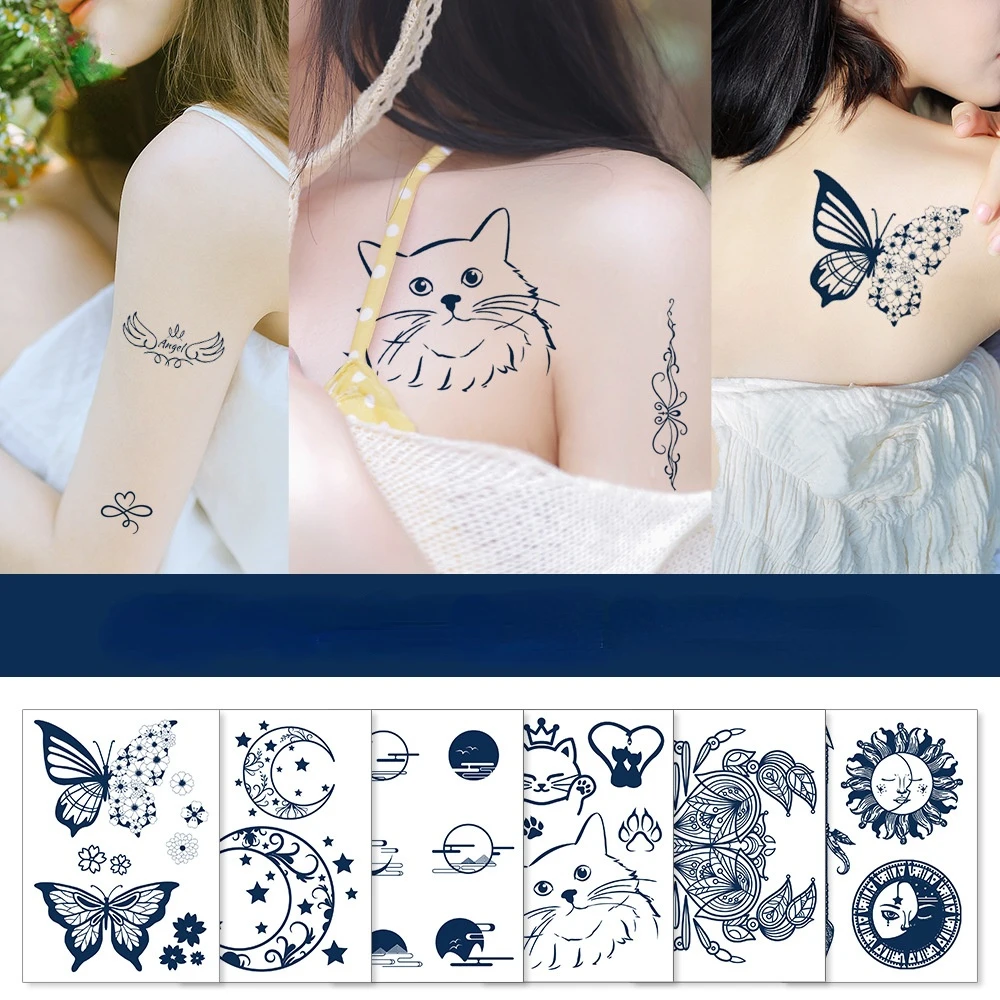 Juice Lasting Waterproof Temporary Tattoo Sticker Butterfly Ink Flash Tattoos Female Chest Arm Waist Sexy Body Art Fake Tatoo